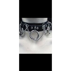 Black Gothic and silver, thick, wide adjustable collar.